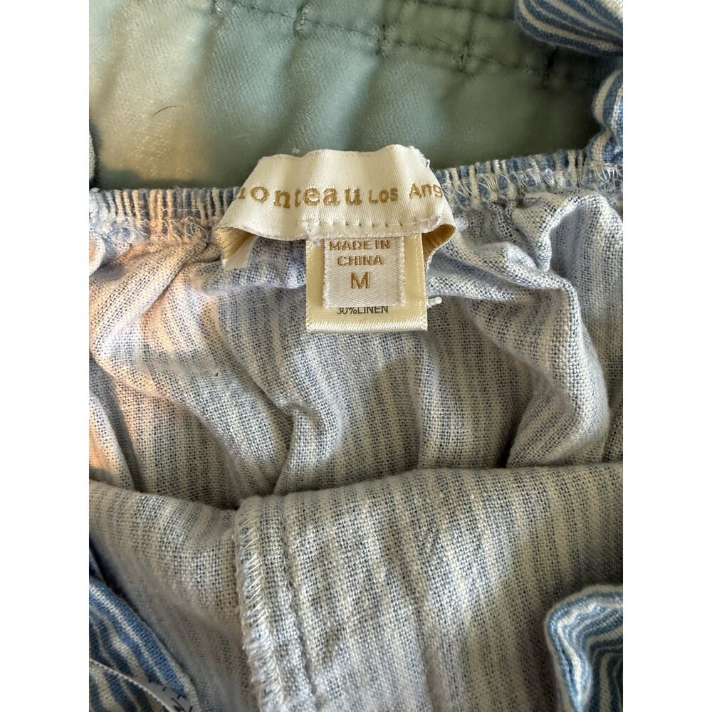 Monteau Los Angeles Womens Pants Romper Medium Blue & White Coastal Beach Resort - Picture 8 of 10